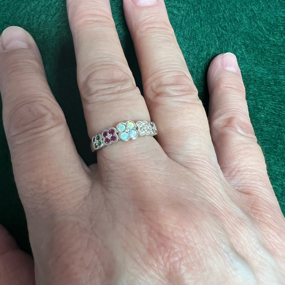 Sterling Silver Adore Message Ring With Simulated… - image 4